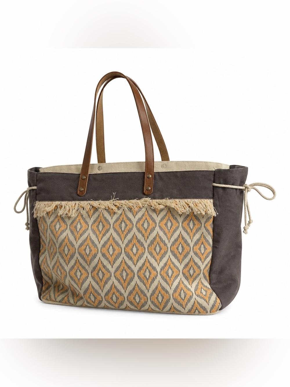 Fringed Canvas Tote Bag